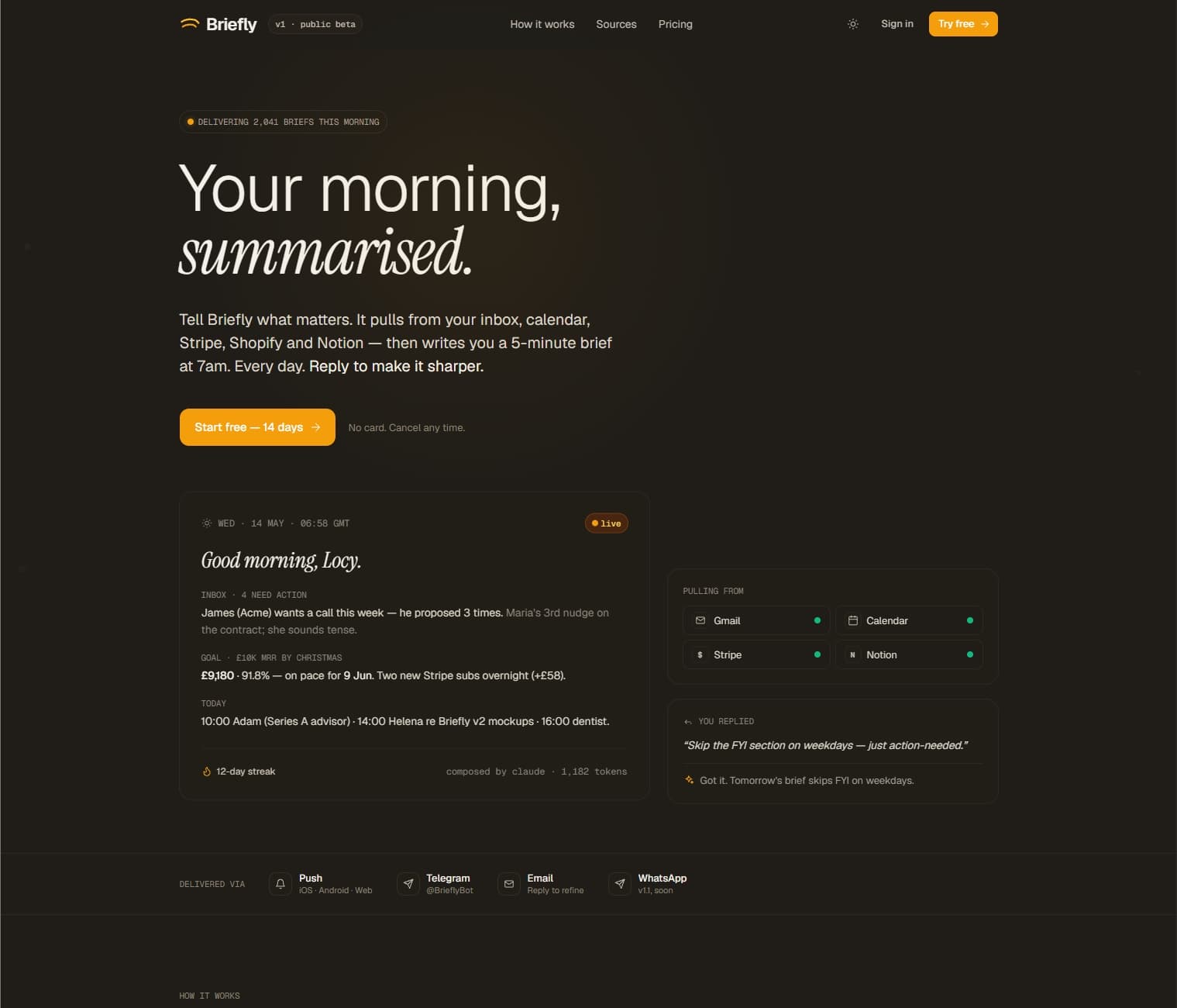 Briefly web app